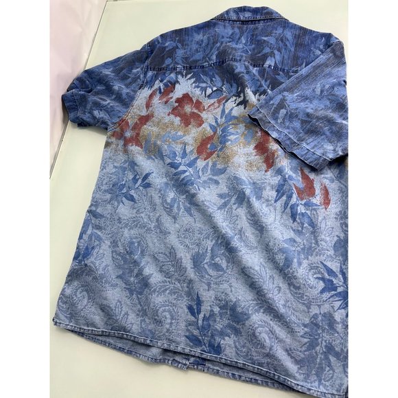 The Territory Ahead Men Shirt Hawaiian Chambray Short Sleeve Button Up Large L - Picture 2 of 5